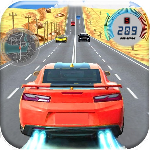 car racing in fast highway traffic