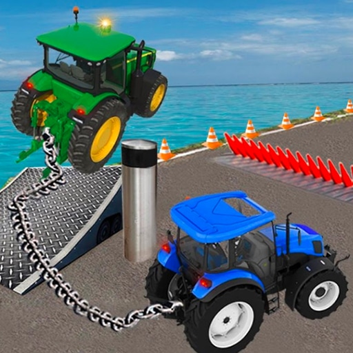 chained tractor towing simulator