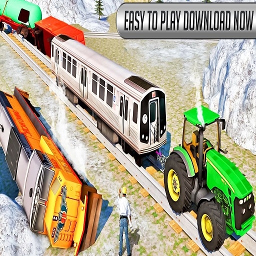 chained tractor towing train simulator