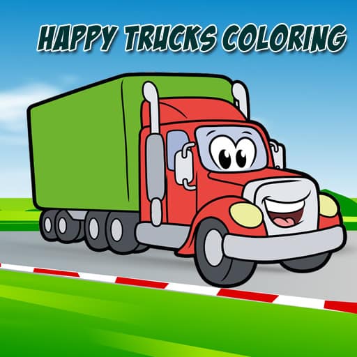 happy trucks coloring