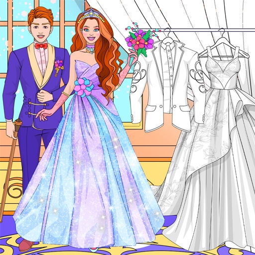 wedding coloring dress up game